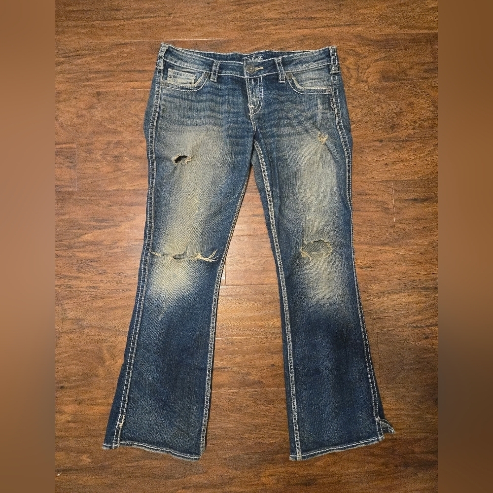 Silver Jeans Co Jeans Twisted Bootcut Distressed Womens Size 29/29 - Picture 2 of 7